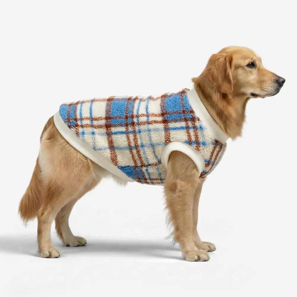 Plaid Dog Sweater – Warm Plush Winter Coat with Leash Opening, XS to 8XL - view 6