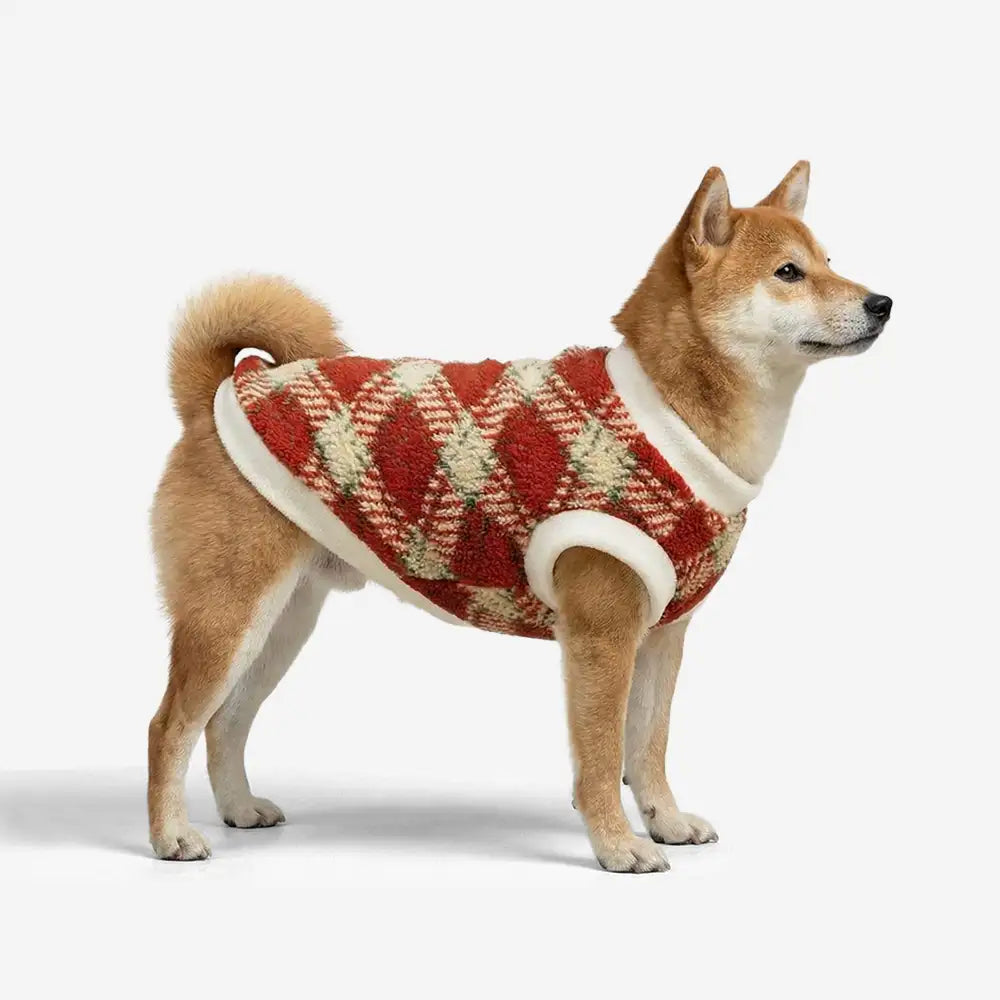 Plaid Dog Sweater – Warm Plush Winter Coat with Leash Opening, XS to 8XL - view 2