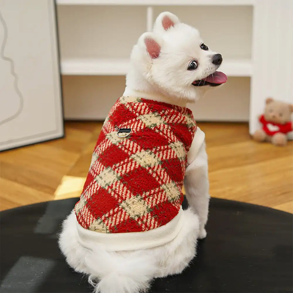 Plaid Dog Sweater – Warm Plush Winter Coat with Leash Opening, XS to 8XL - view 9