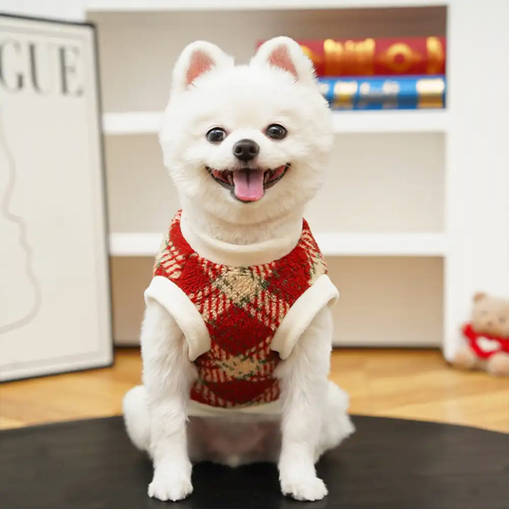Plaid Dog Sweater – Warm Plush Winter Coat with Leash Opening, XS to 8XL - view 10