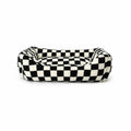 Checkerboard Dog Bed – Faux Lambswool Bolster Bed with Low Front Entry - view 11