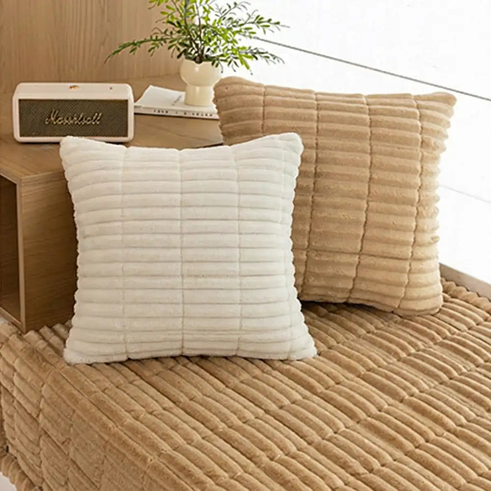 Quilted Flannel Cushion Cover – 17 in Throw Pillow Cover for Sofas
