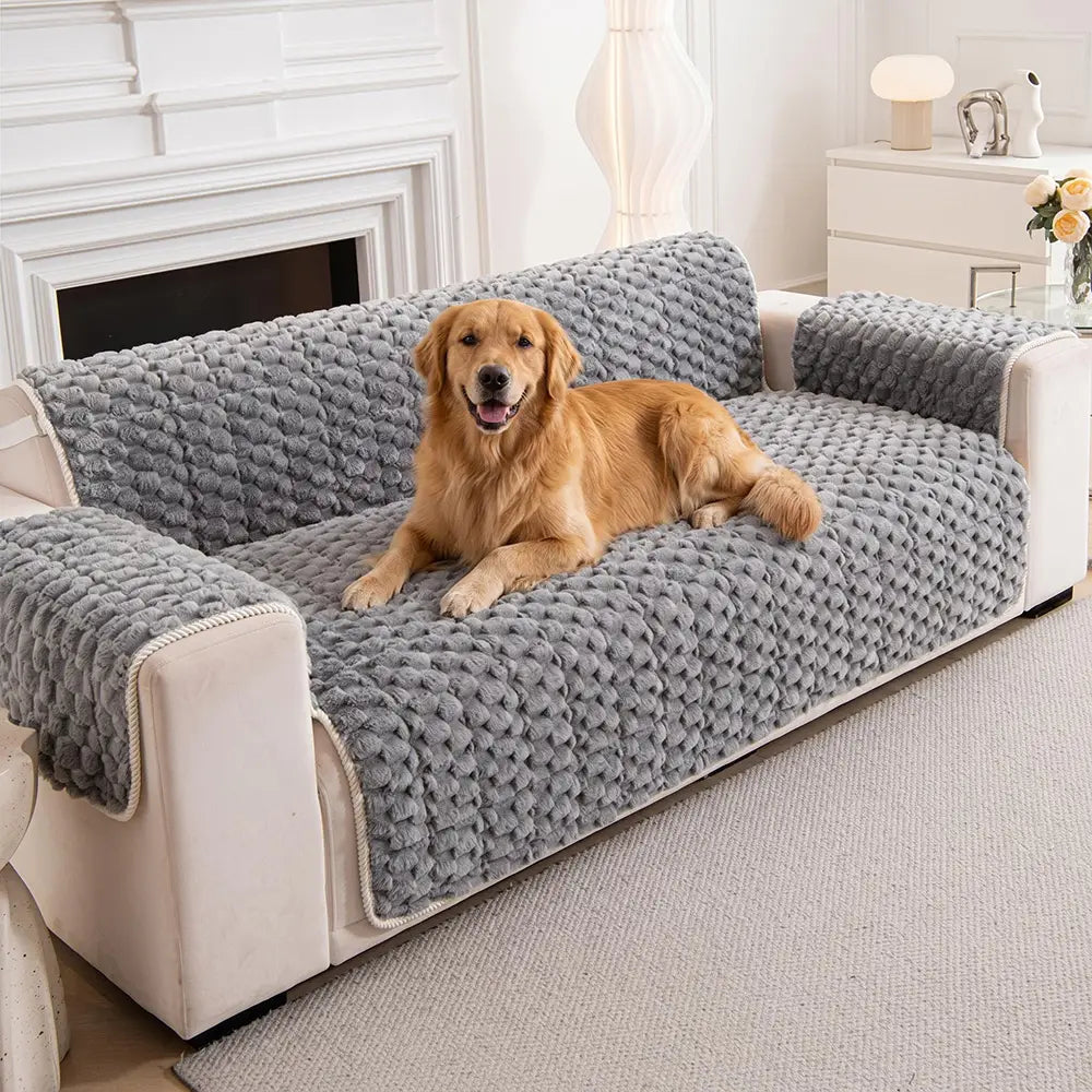 Fuzzy Bubble Plush | Pet-Friendly Sofa Cover with Non-Slip Design | Ultimate Protection for Dogs and Families 0