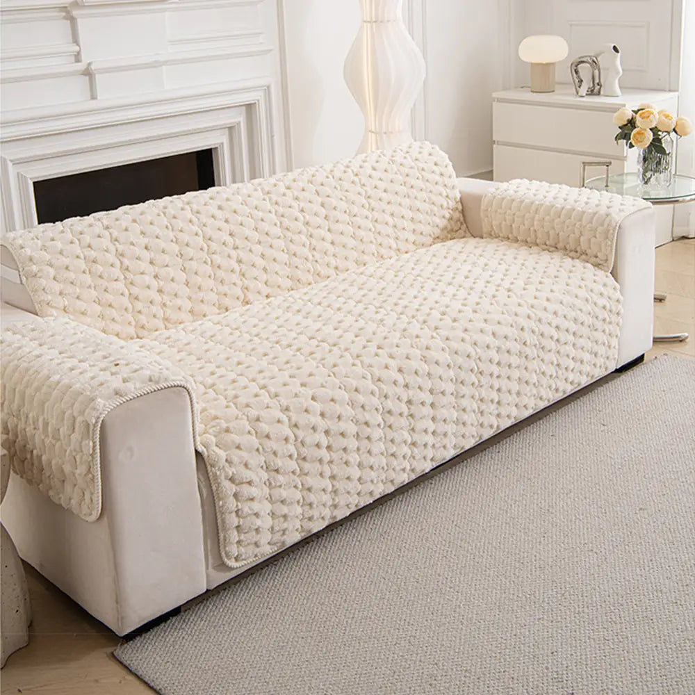 Fuzzy Bubble Plush | Pet-Friendly Sofa Cover with Non-Slip Design | Ultimate Protection for Dogs and Families 1