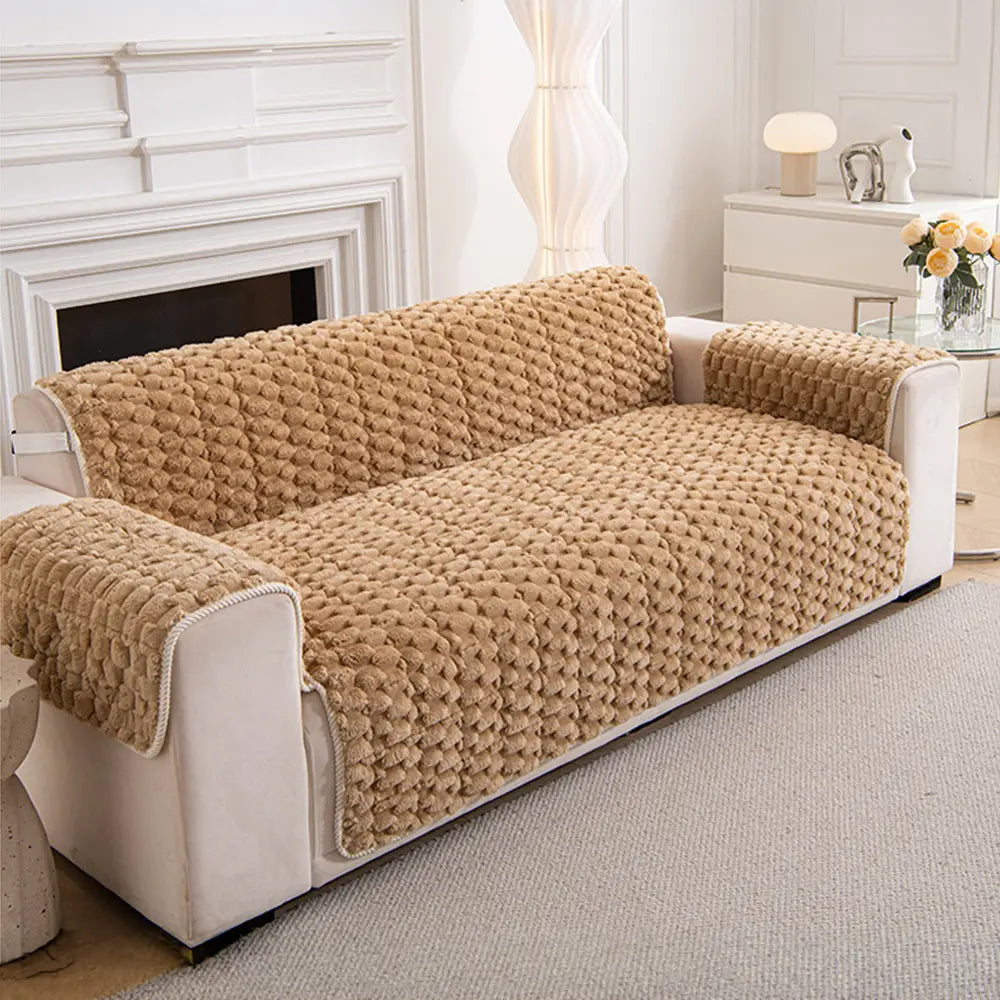 Fuzzy Bubble Plush | Pet-Friendly Sofa Cover with Non-Slip Design | Ultimate Protection for Dogs and Families 2