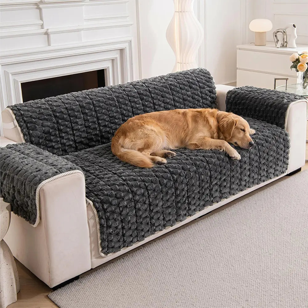 Fuzzy Bubble Plush | Pet-Friendly Sofa Cover with Non-Slip Design | Ultimate Protection for Dogs and Families 3