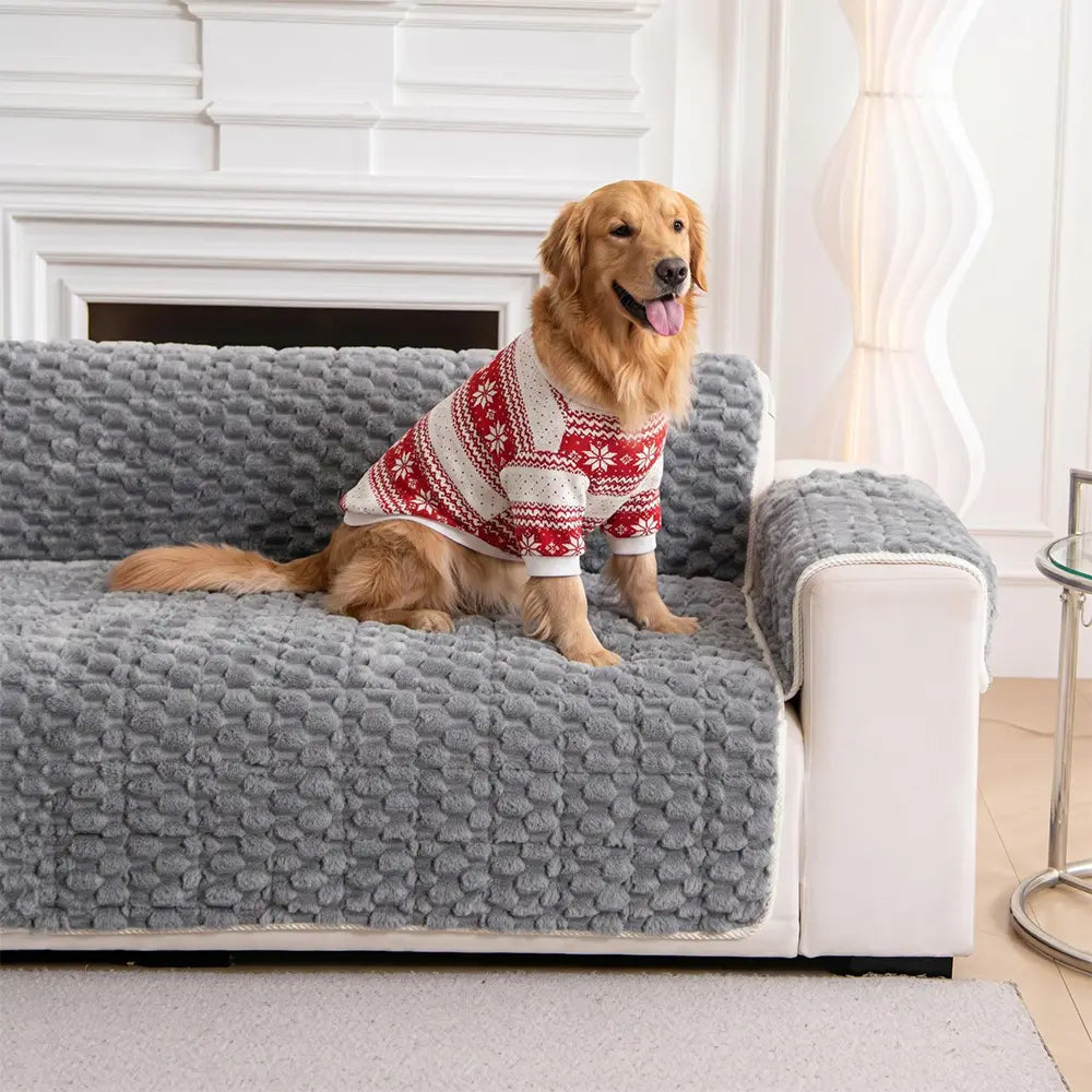 Fuzzy Bubble Plush | Pet-Friendly Sofa Cover with Non-Slip Design | Ultimate Protection for Dogs and Families 4
