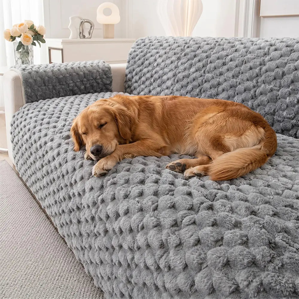 Fuzzy Bubble Plush | Pet-Friendly Sofa Cover with Non-Slip Design | Ultimate Protection for Dogs and Families 8