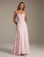 Women's Floral Lace Tea-Length Dress, Square Neck, Sleeveless