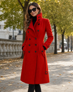 Double-Breasted Stand-Collar Wool Winter Coat for Women