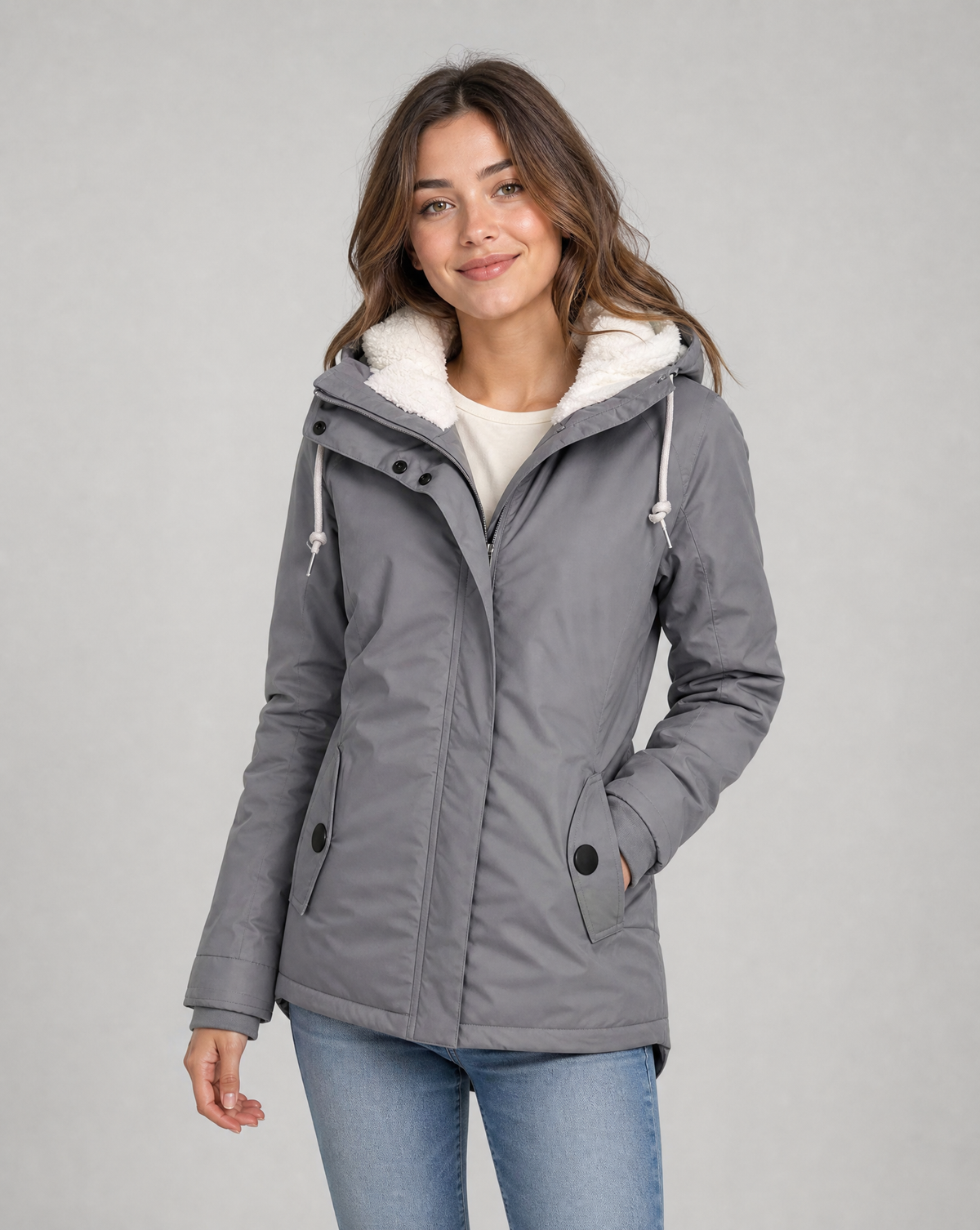 Women's Hooded Waterproof Rain Jacket, Long Sleeves, Zip