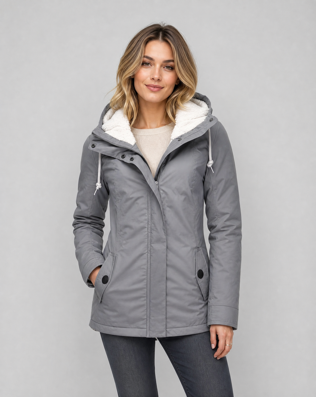 Women's Hooded Waterproof Rain Jacket, Long Sleeves, Zip