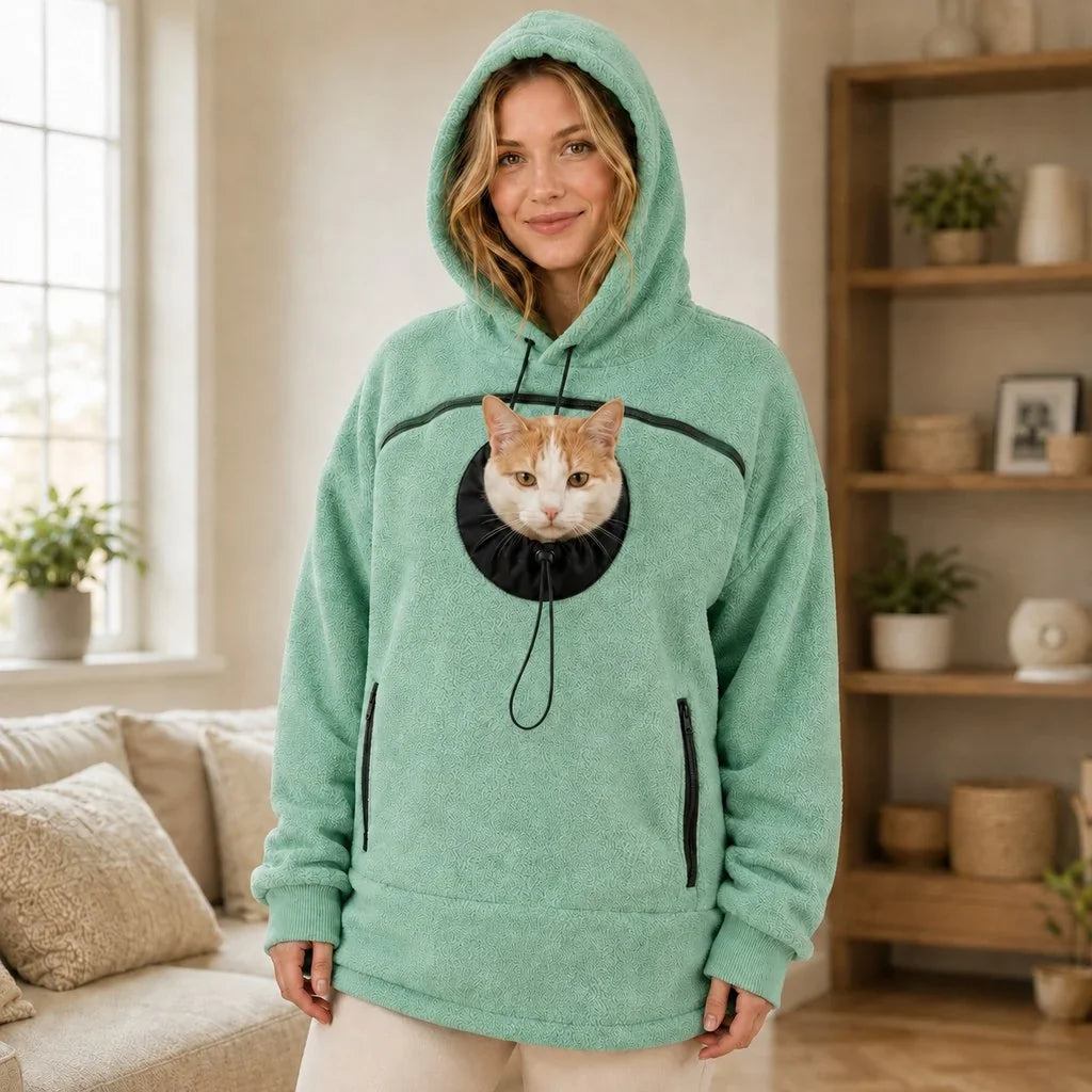 Hands-Free Pet Carrier Hoodie – Cozy Front Pouch for Cats & Small Dogs at Home & Everyday Outings