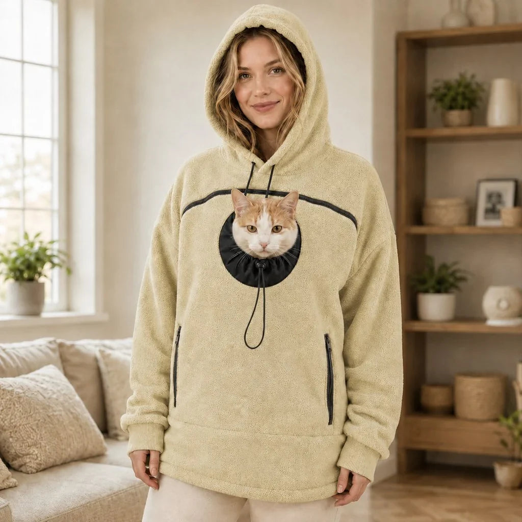 Hands-Free Pet Carrier Hoodie – Cozy Front Pouch for Cats & Small Dogs at Home & Everyday Outings