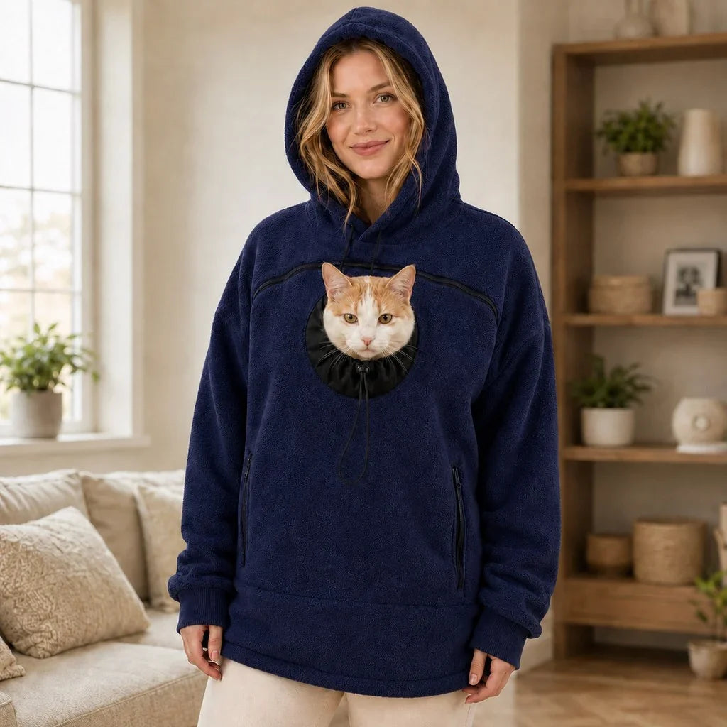 Hands-Free Pet Carrier Hoodie – Cozy Front Pouch for Cats & Small Dogs at Home & Everyday Outings