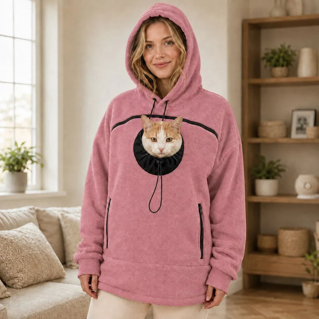 Hands-Free Pet Carrier Hoodie – Cozy Front Pouch for Cats & Small Dogs at Home & Everyday Outings