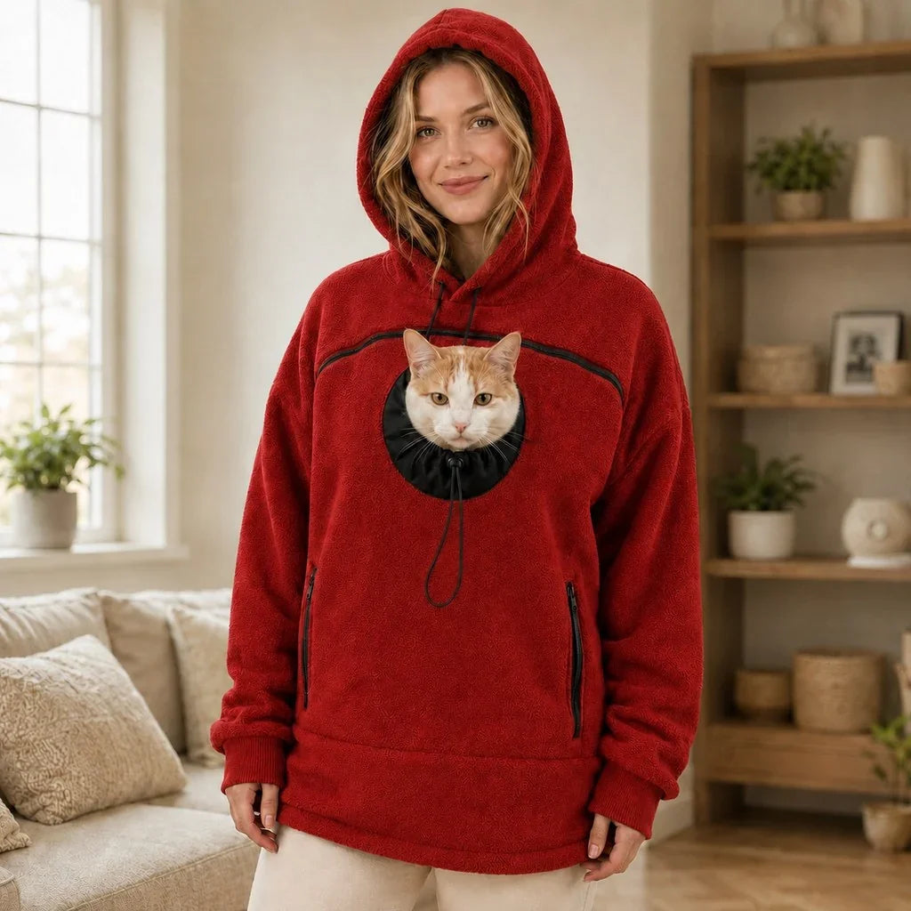 Hands-Free Pet Carrier Hoodie – Cozy Front Pouch for Cats & Small Dogs at Home & Everyday Outings