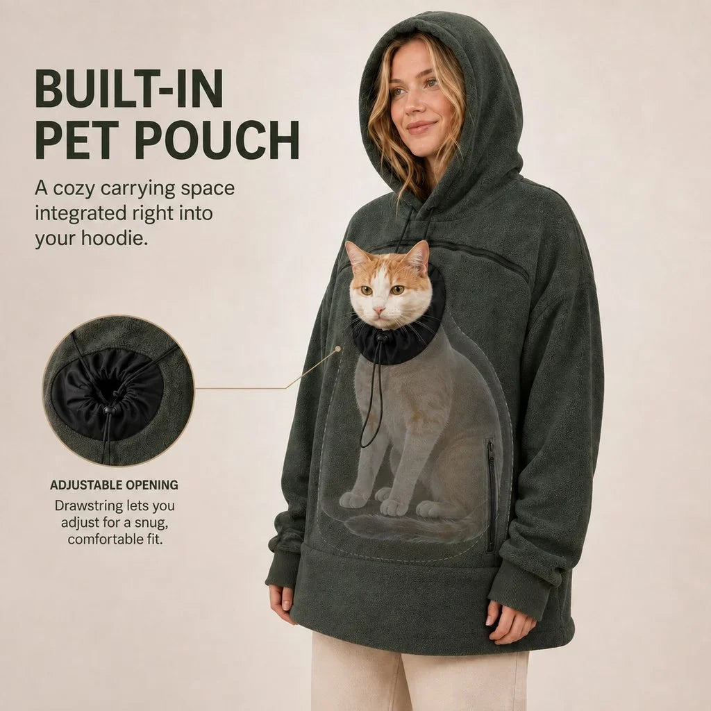 Hands-Free Pet Carrier Hoodie – Cozy Front Pouch for Cats & Small Dogs at Home & Everyday Outings