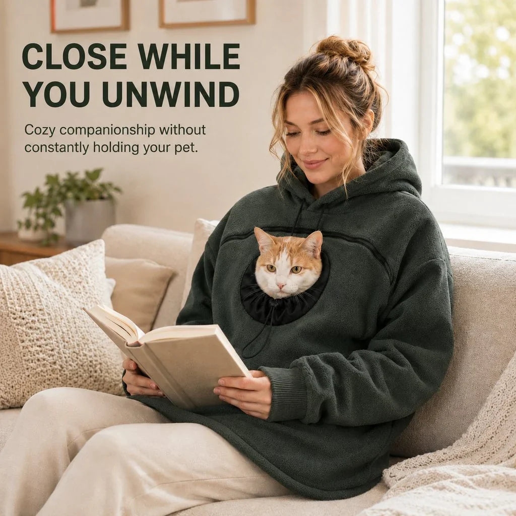 Hands-Free Pet Carrier Hoodie – Cozy Front Pouch for Cats & Small Dogs at Home & Everyday Outings