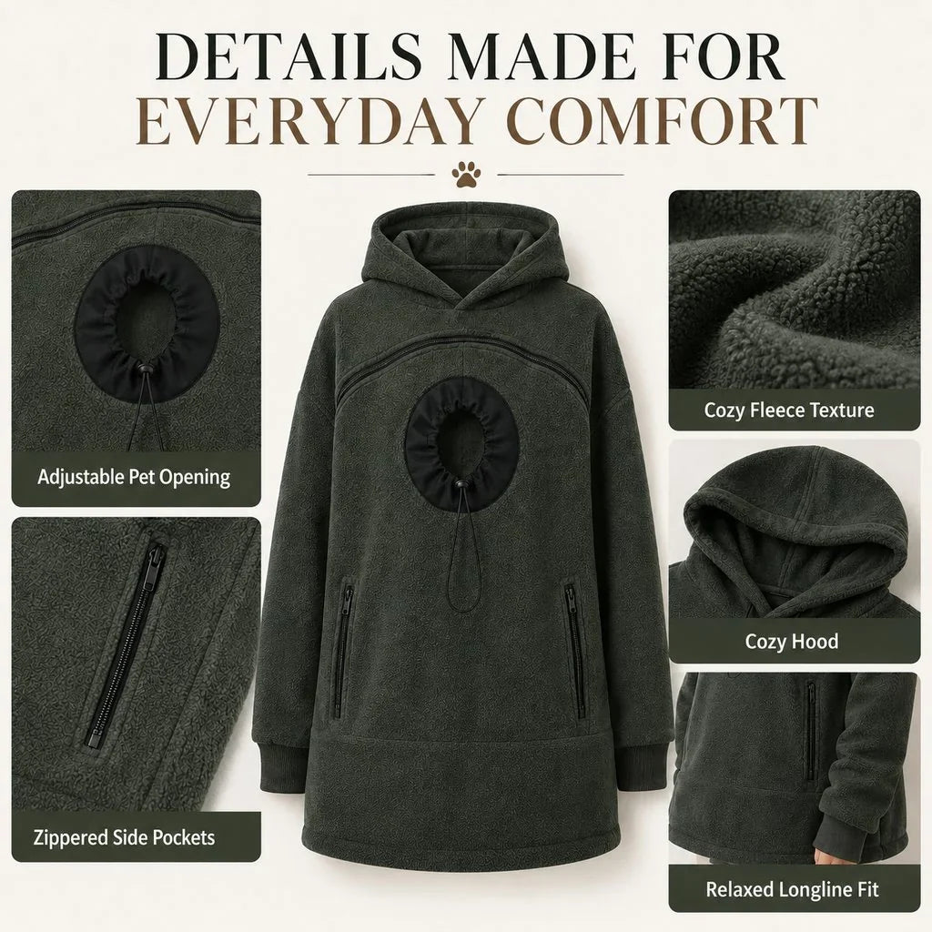 Hands-Free Pet Carrier Hoodie – Cozy Front Pouch for Cats & Small Dogs at Home & Everyday Outings