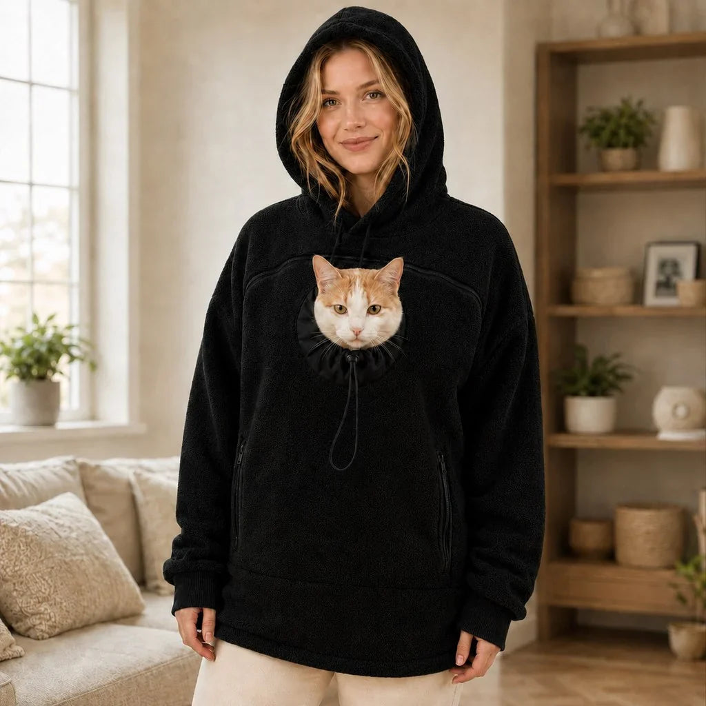 Hands-Free Pet Carrier Hoodie – Cozy Front Pouch for Cats & Small Dogs at Home & Everyday Outings