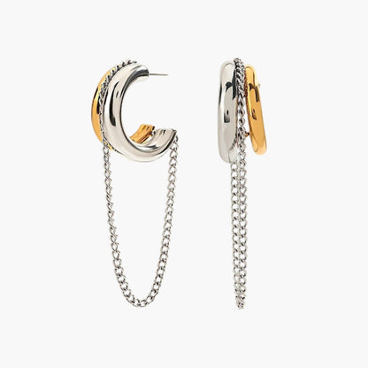 Gold Link Chain Hoop Earrings