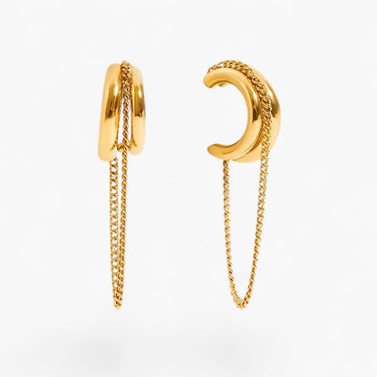 Gold Link Chain Hoop Earrings