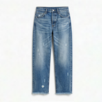 Vivara – Women's Retro Fringed Cropped Straight Leg Jeans