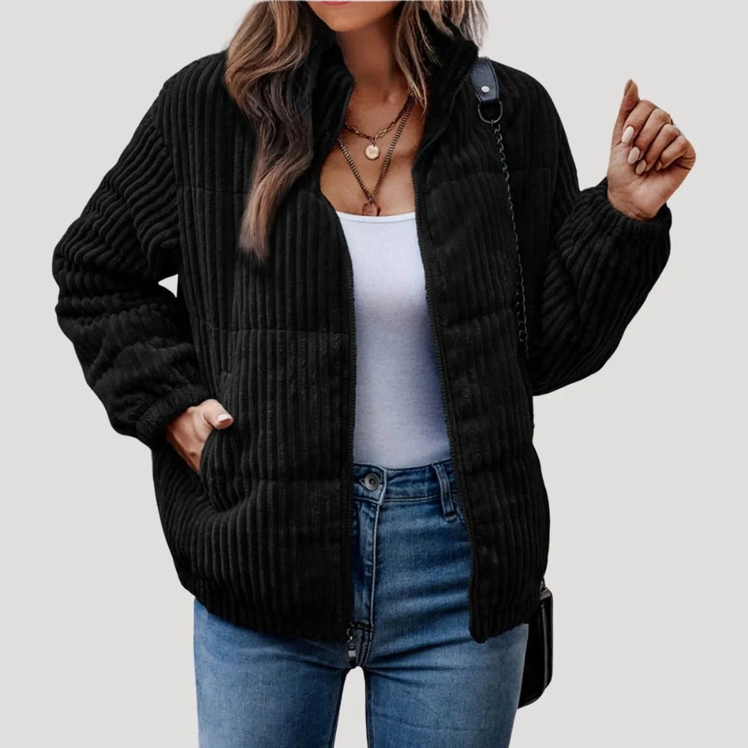 Kunigunde | Hooded Quilted Corduroy Bomber Jacket for Women