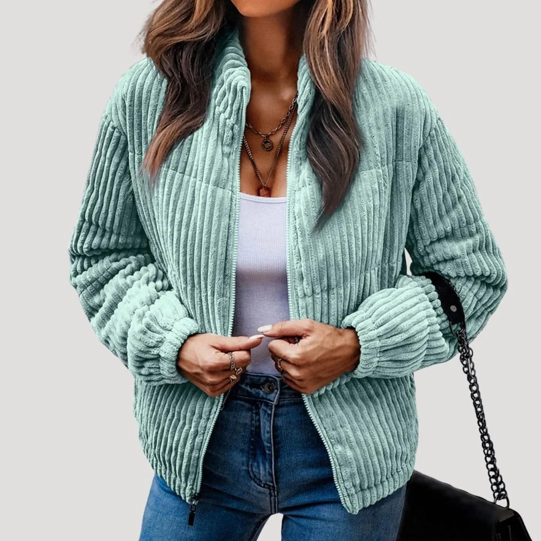 Kunigunde | Hooded Quilted Corduroy Bomber Jacket for Women
