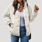 Kunigunde | Hooded Quilted Corduroy Bomber Jacket for Women