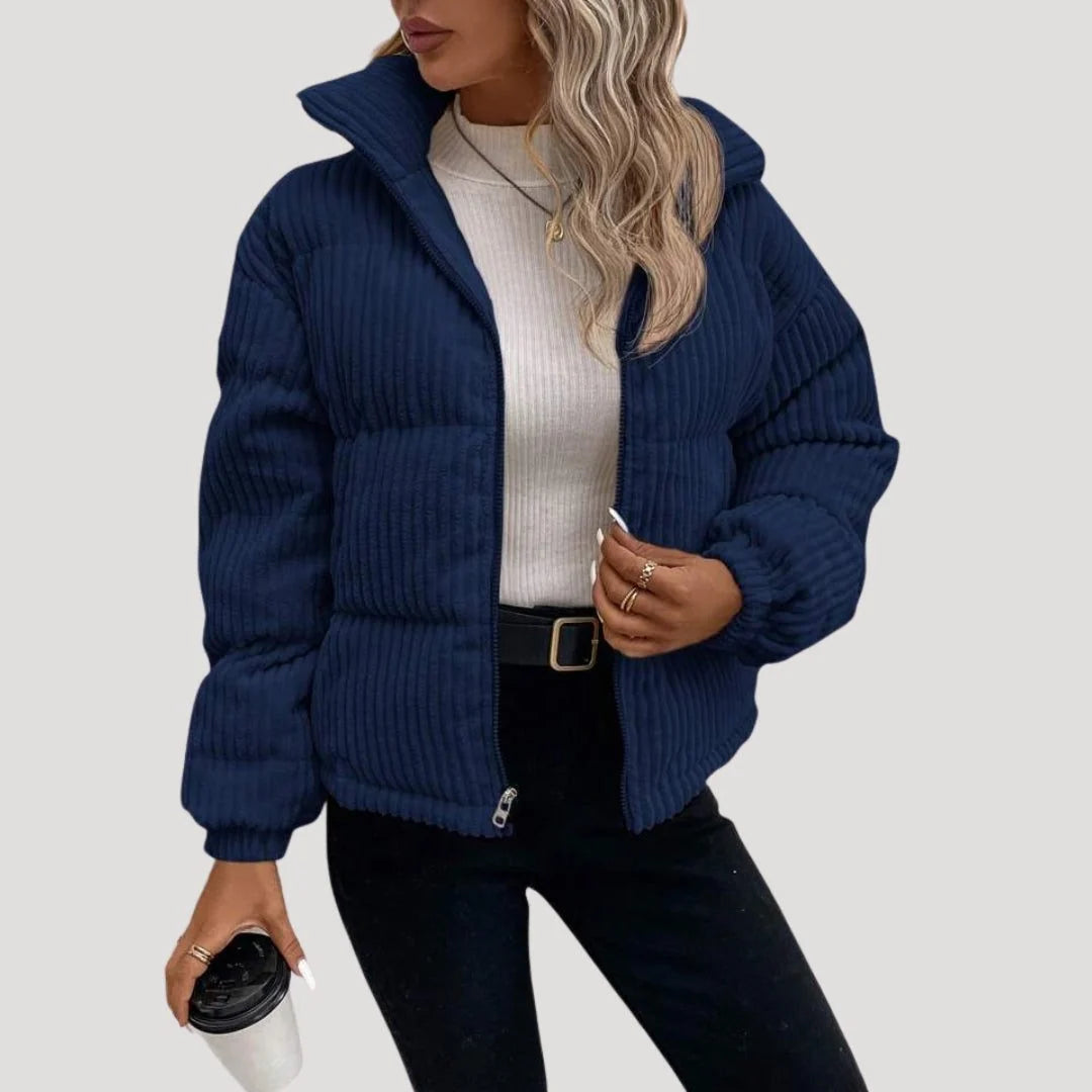Kunigunde | Hooded Quilted Corduroy Bomber Jacket for Women