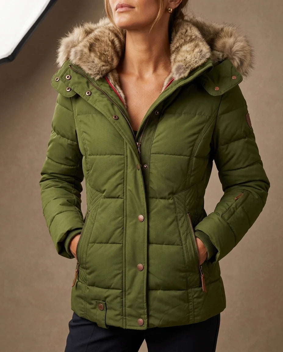 Liesl Women's Quilted Faux Fur Hood Jacket