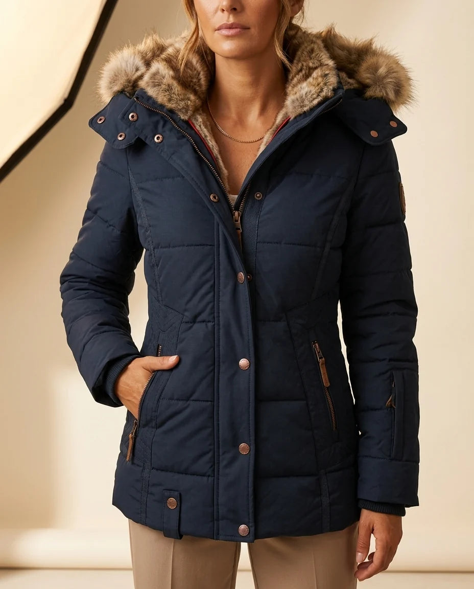 Liesl Women's Quilted Faux Fur Hood Jacket