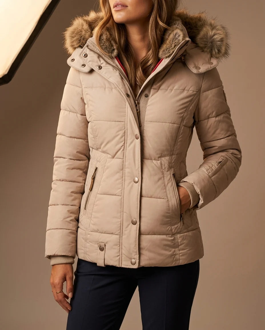 Liesl Women's Quilted Faux Fur Hood Jacket