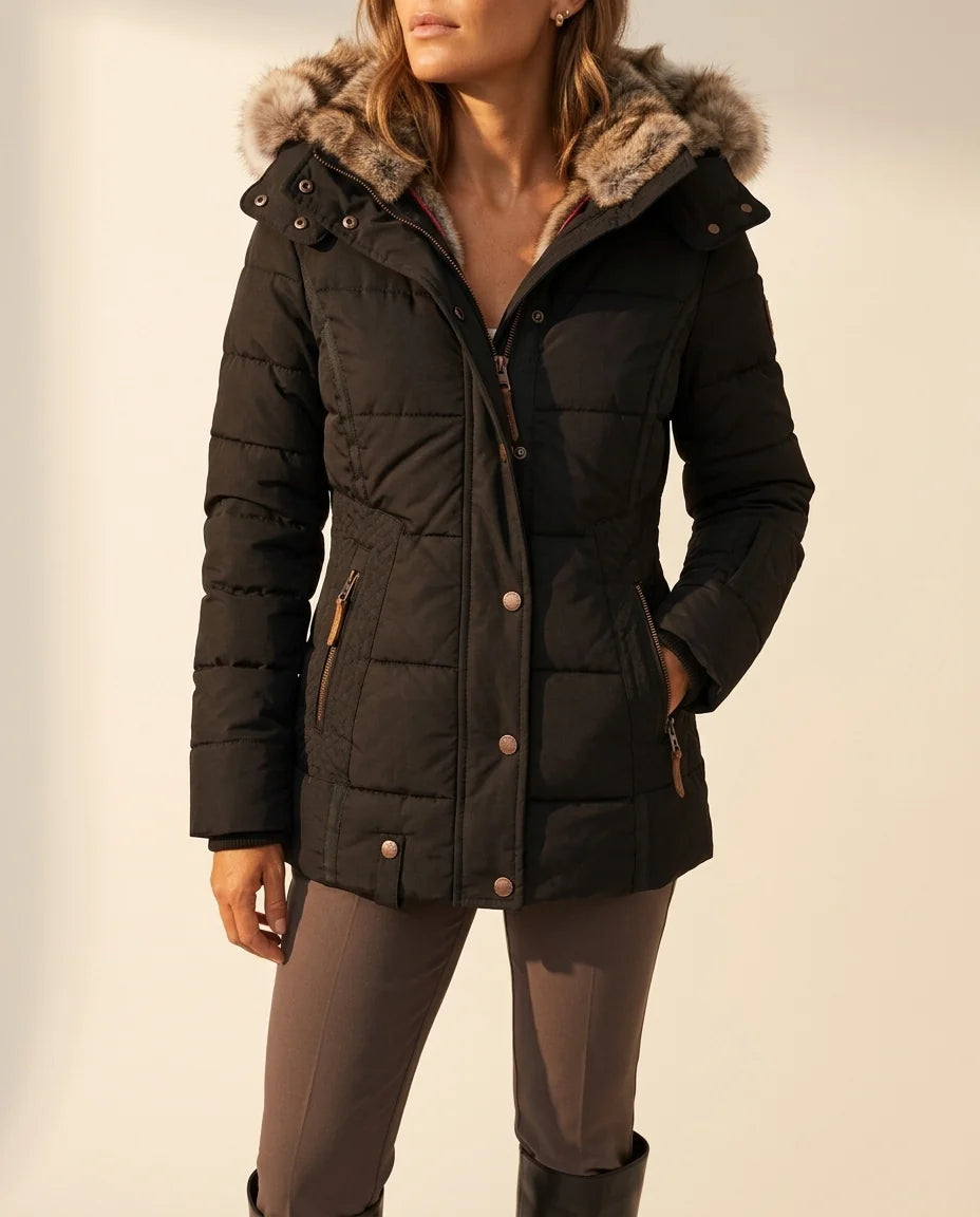 Liesl Women's Quilted Faux Fur Hood Jacket