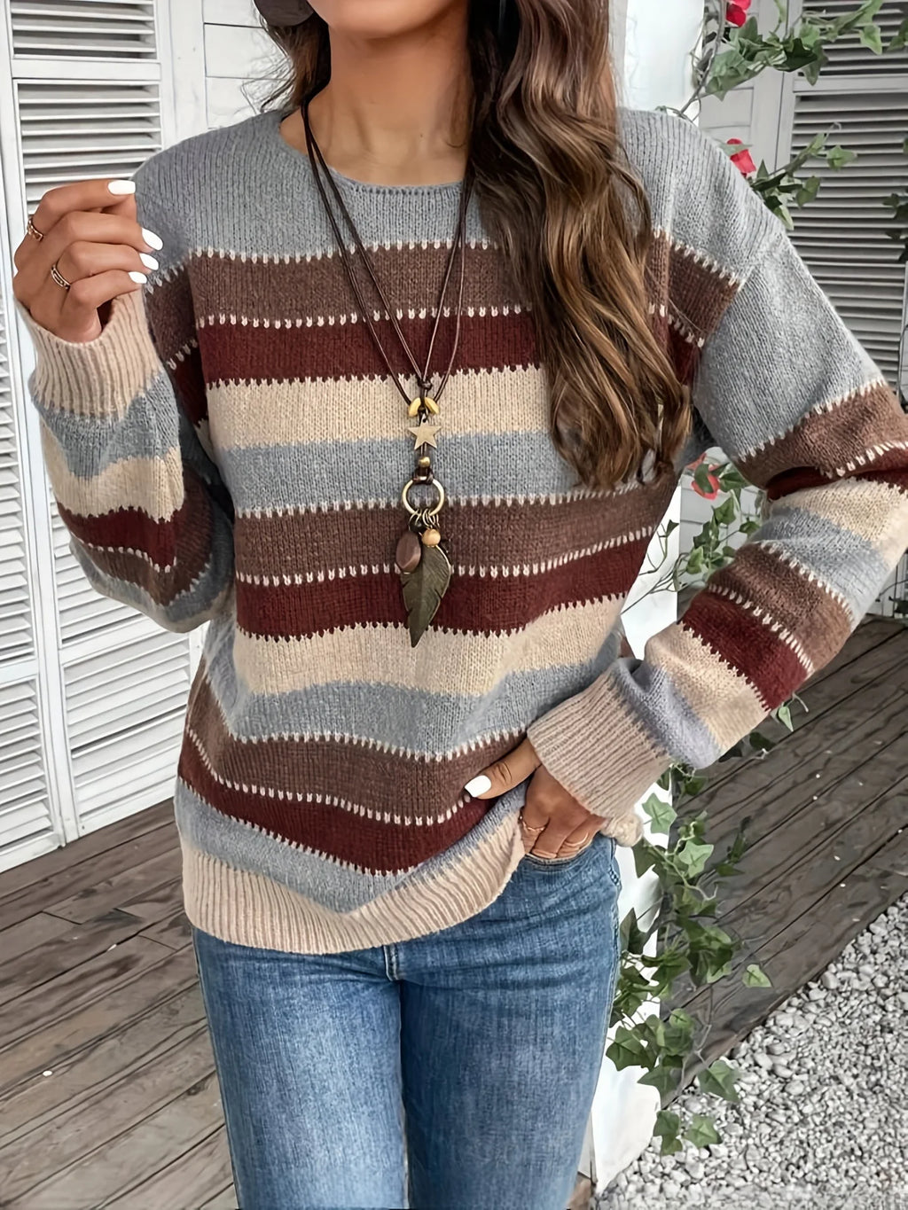 Maren | Cozy Striped Round-Neck Sweater