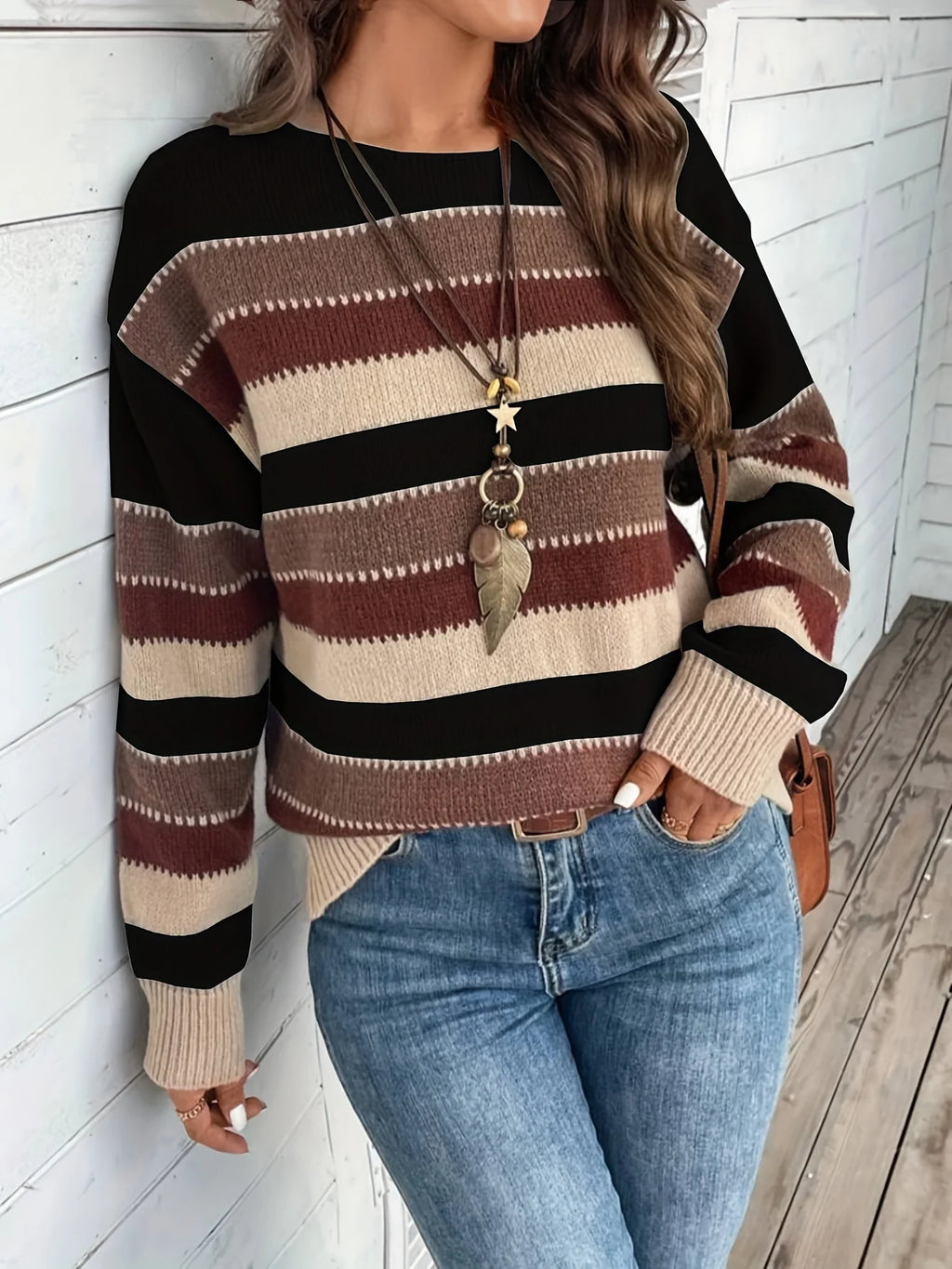 Maren | Cozy Striped Round-Neck Sweater