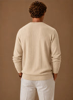 Men's Cable Knit Sweater – Crew Neck Textured Pullover