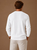 Men's Cable Knit Sweater – Crew Neck Textured Pullover