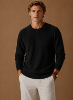 Men's Cable Knit Sweater – Crew Neck Textured Pullover