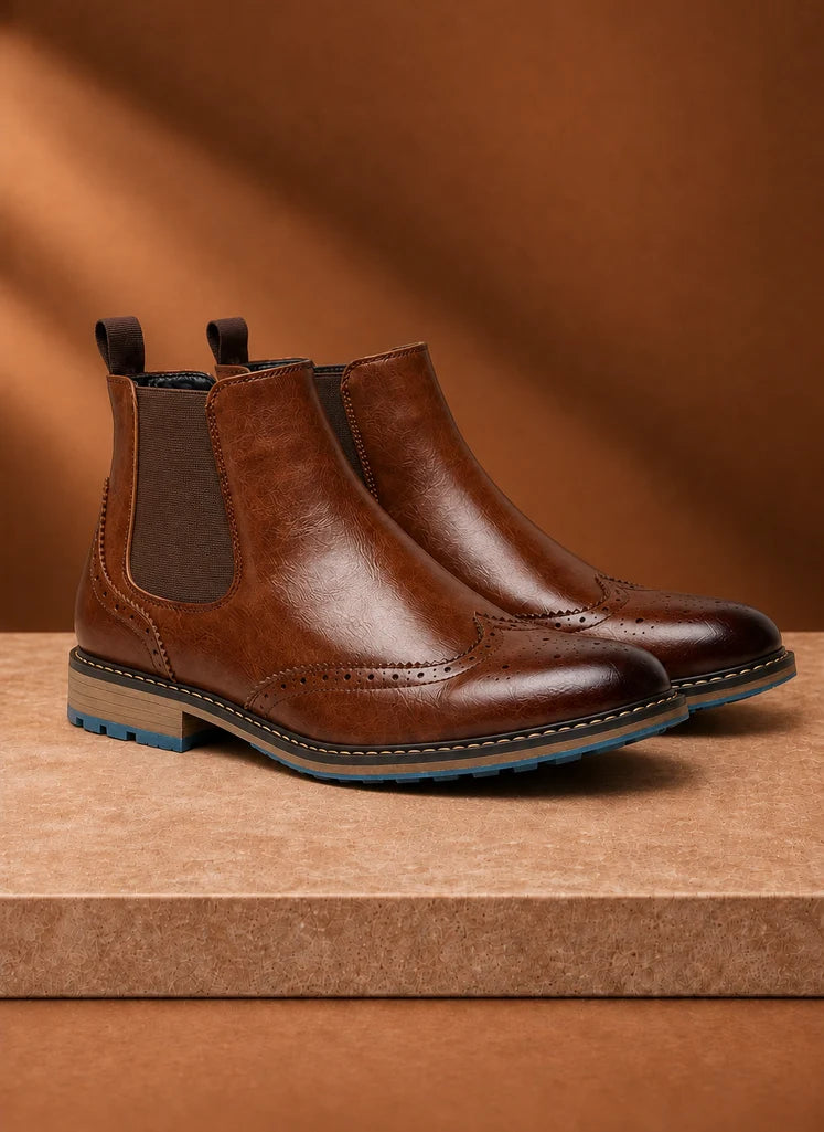 Men's Chelsea Boots - Brogue Wingtip Ankle Dress Boots
