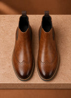 Men's Chelsea Boots - Brogue Wingtip Ankle Dress Boots