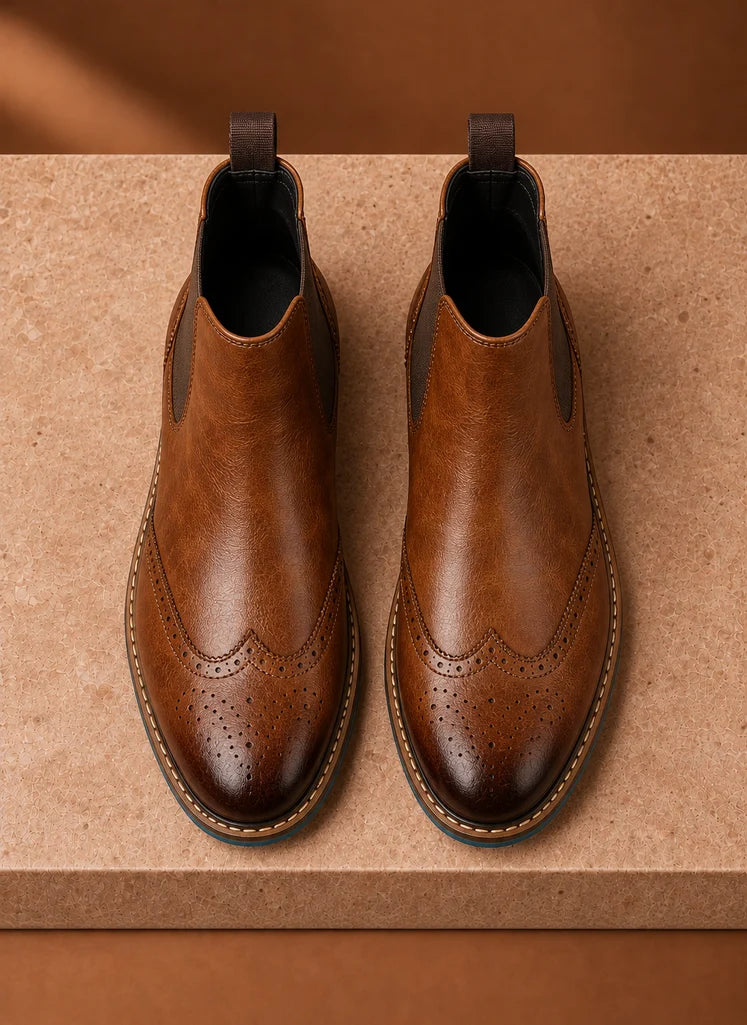 Men's Chelsea Boots - Brogue Wingtip Ankle Dress Boots