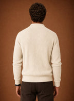 Men's Full Zip Knit Cardigan Sweater Ribbed Zip-Up Jacket