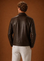 Men's Leather Look Jacket Classic Zip Jacket