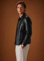 Men's Leather Look Jacket Classic Zip Jacket