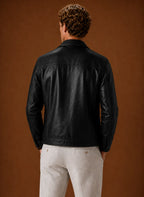 Men's Leather Look Jacket Classic Zip Jacket