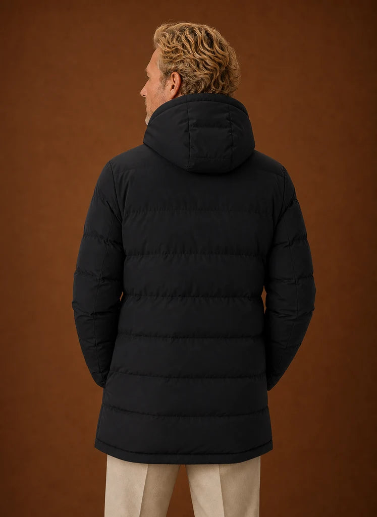 Men's Puffer Jacket - Long Hooded Insulated Winter Coat