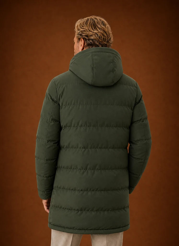 Men's Puffer Jacket - Long Hooded Insulated Winter Coat